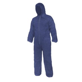 blue coverall with hood